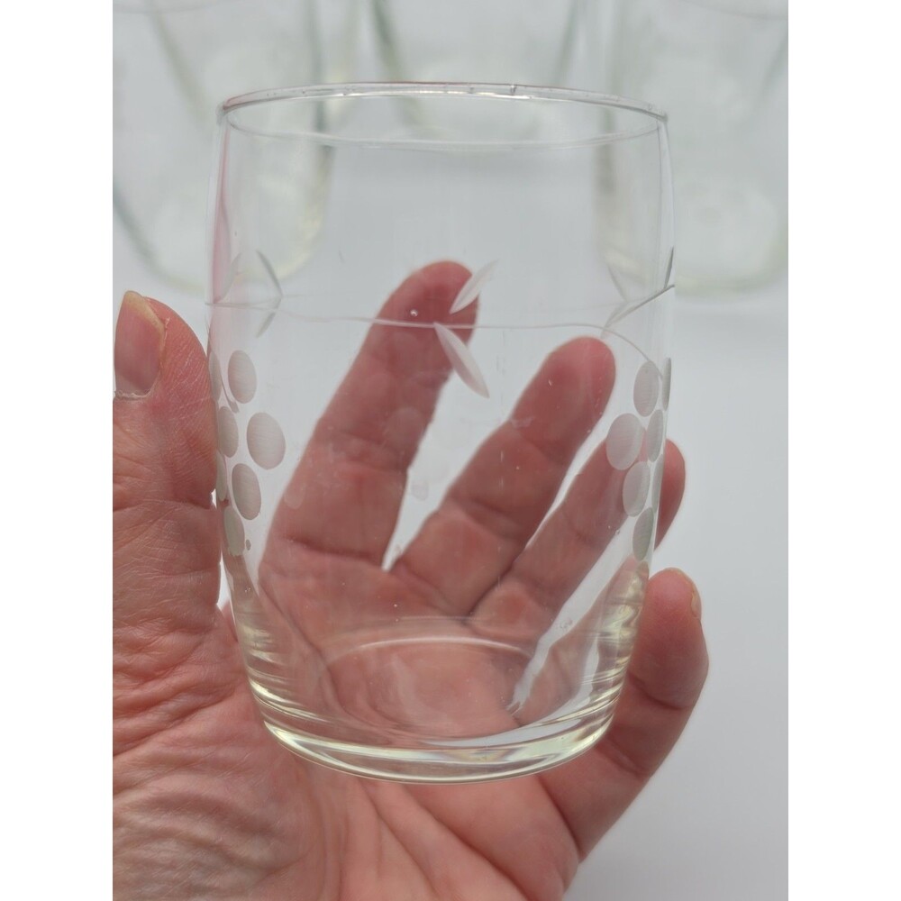 Vintage Etched Princess House Drinking Glasses Tumbler Grape Design Lot of 6 - Picture 8 of 8